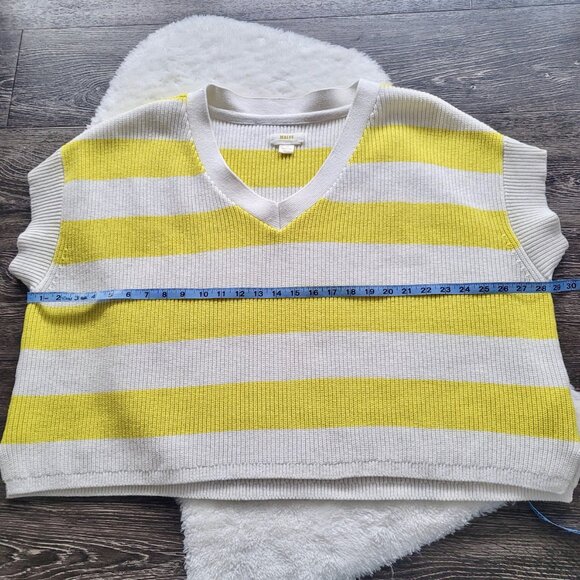 Anthropologie ๐ Oversized Stripe V-Neck Sweater Vest in Chartreuse By Maeve - Picture 8 of 13